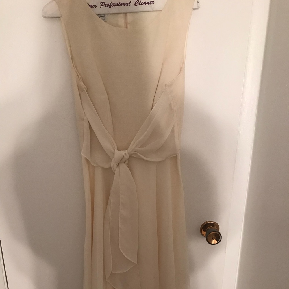 Cream linen and chiffon dress